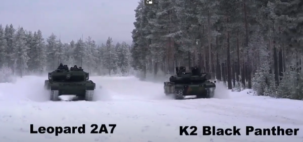 레오파르트와 K2의 노르웨이 테스트. 사진=유튜브 갈무리