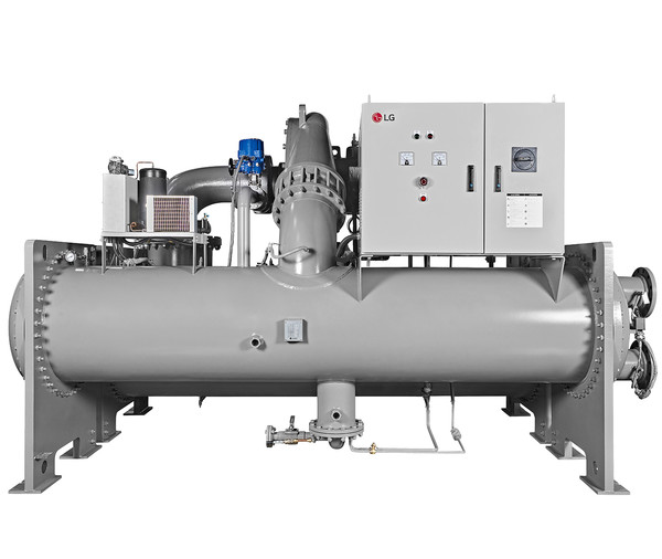 LG전자가 8일 서울 강서구 마곡 LG사이언스파크에서 기자간담회를 갖고 ES사업본부의 사업 전략방향과 AI 데이터센터향 HVAC 솔루션 등을 소개했다. AI 데이터센터 열관리 솔루션으로 주목 받고 있는 초대형 냉방기 '무급유 인버터 터보 칠러'. 사진=LG전자