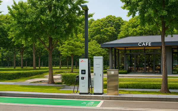 용인시 노상주차장에 설치된 SK일렉링크 IoT 가로등형 충전기. 사진=SK일렉링크