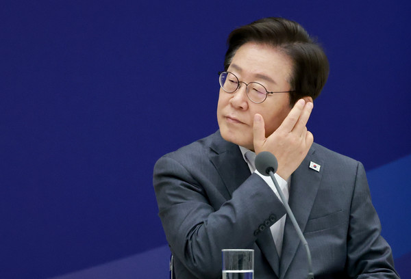 서울 용산 대통령실 청사에서 열린 전국 시도지사 간담회에 참석한 이재명 대통령. 사진=연합뉴스