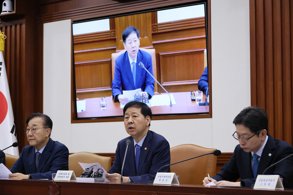 구윤철 부총리 겸 기획재정부 장관(가운데)이 14일 서울 종로구 정부서울청사에서 열린 경제관계장관회의에서 발언하고 있다. 사진=연합뉴스
