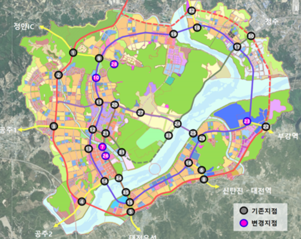 제23차 교통량조사 지점 위치도. 출처=행복청