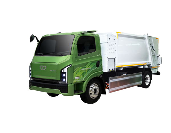 타타대우모빌리티가 기쎈을 기반으로 출시한 '7㎥급 압축형 재활용품 수거차'.사진=타타대우모빌리티