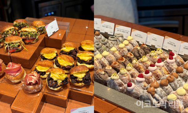 ‘아임도넛? 성수점’에 진열되어 있는 도넛. 사진=이코노믹리뷰 서예림 기자