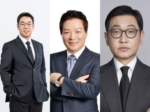 (왼쪽부터) 제임스장 (주)지마켓 대표, 박주형 (주)신세계 대표이사 兼 (주)신세계센트럴 대표이사, 문성욱 (주)신세계라이브쇼핑 대표이사 兼 (주)시그나이트 대표이사. 사진=신세계그룹