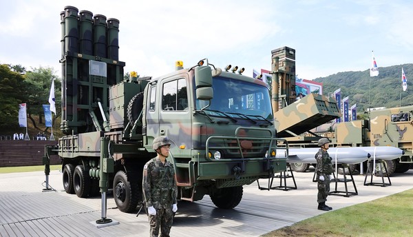 지난달 29일 국군의날 미디어데이 행사에서 공개된 천궁-Ⅱ. 사진=연합뉴스