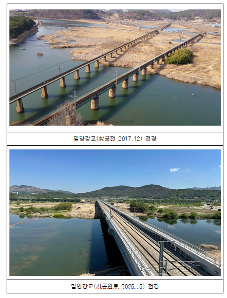 밀양강교 개량 전·후 모습. 출처=국가철도공단